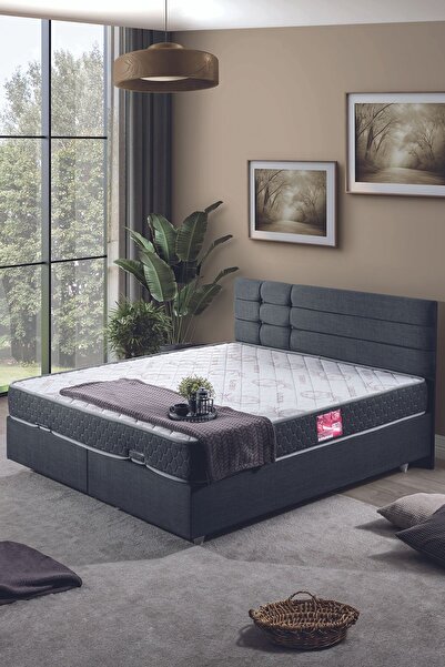 Setay Viyana Çift Kişilik Baza Başlık Letto Yatak Seti Antrasit