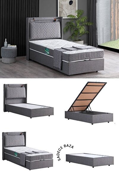 Setay Zagreb Tek Kişilik Mdf Baza , Gri (Başlık-Yatak Hariç)