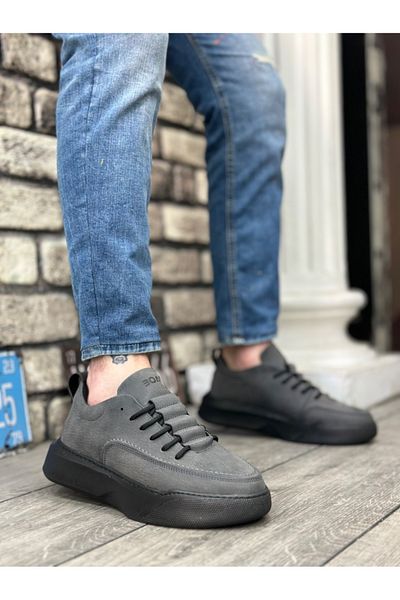 BOA Ba0332 Ladder Pattern Lace Up Men's High Sole Smoked Skin Sports Shoes