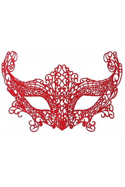 Minerva Red Color Lace Mesh Embroidered Party Mask Model 3