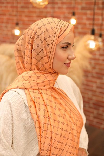 Silk Home Olinda Shawl 49005-19 - Πεπόνι και σκούρο τριαντάφυλλο