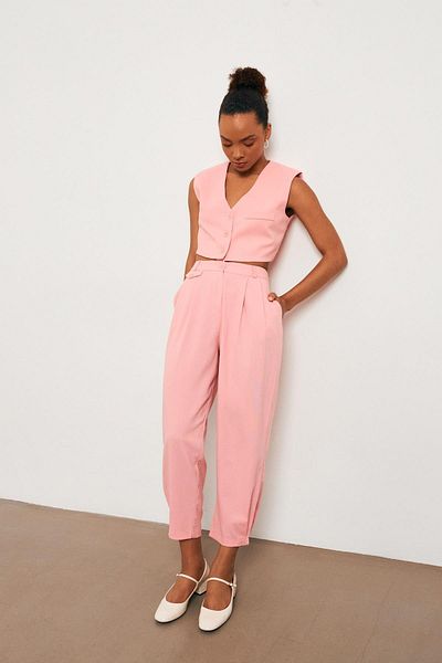 YOUR NAME Pink Women's Balloon Trousers with Pleat Detail