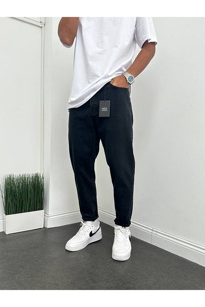 Gambocci Men's Antique Black Boyfriend Comfortable Fit Trousers