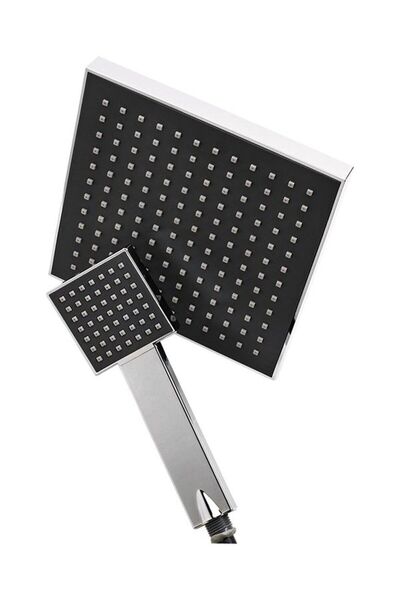Ahlez Duş Başlığı Kare Tepeleme ve El Duş Başlığı Krom Banyo Duş Seti