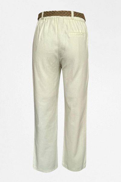 Ravencia Light Beige Women's Trousers - Carrot Cut and Belted Canvas
