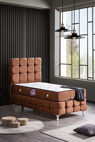 Setay Duke Lux Ikili Set, Tek Kişilik Baza Başlık Seti - Açık Kahve