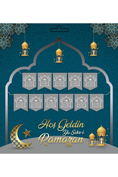 Genel Markalar Gümüş Renk Hoşgeldin Ya Şehr-i Ramazan Yazılı Banner Ramazan S...