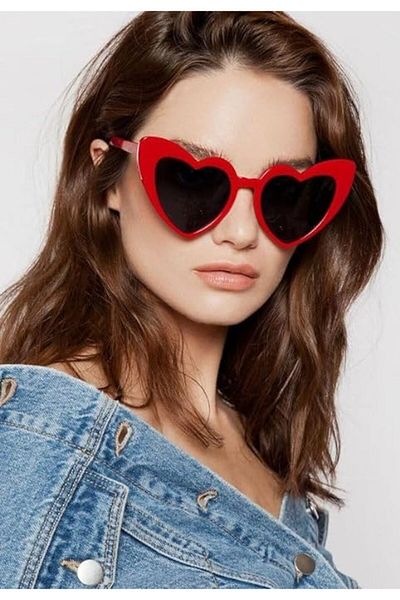 nuit dose Red Color Heart Shaped Party Glasses 15x5 cm