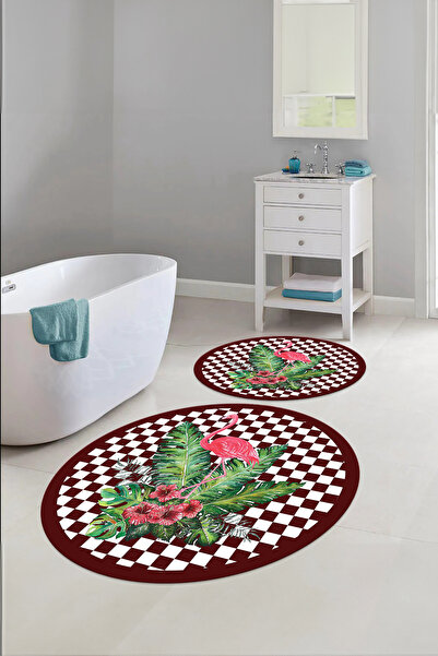 Napoli Home Set de scaune pentru toaletă cu covoraș rotund pentru baie, lavab...