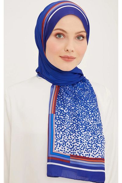 Armine Life Shawl 5368-07 Blue Mixed Pattern