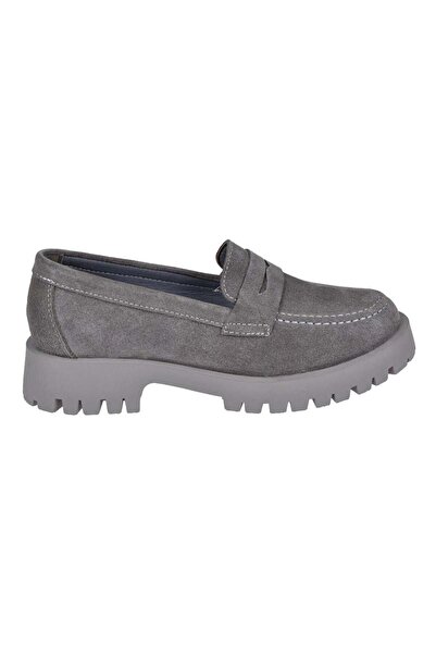 pullman Divadonna Hakiki Deri Makosen Kadın Ayakkabı BL-2842 GRİ SÜET