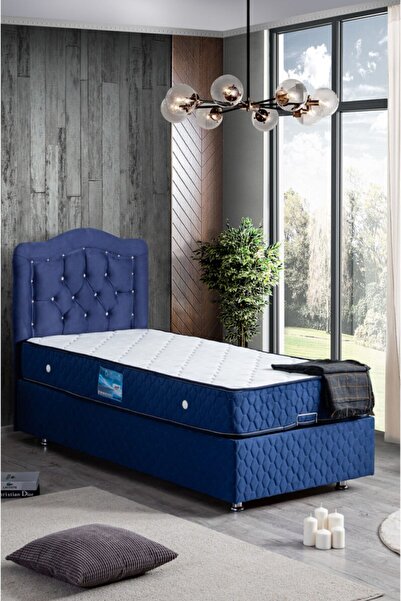 Setay Şah New Baza Başlık Delüx Ortopedik Yatak Seti, Lacivert