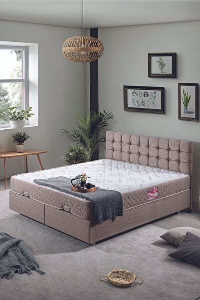 Setay Venedik Çift Kişilik Baza Başlık Letto Yatak Seti Kahve