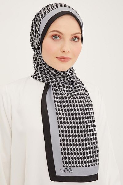 Armine Trend Grey-black Honeycomb Pattern Modal Shawl 4714-01