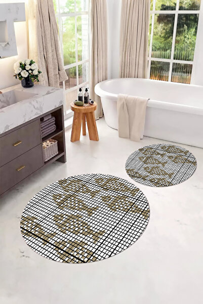 Napoli Home Ψηφιακό σετ τουαλέτας με αντιολισθητική βάση που πλένεται, μοντέλο ψαριού, στρογγυλό χαλάκι μπάνιου