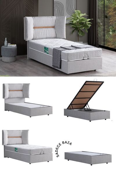 Setay Lizbon Tek Kişilik Mdf Baza , Açık Gri (Başlık-Yatak Hariç)