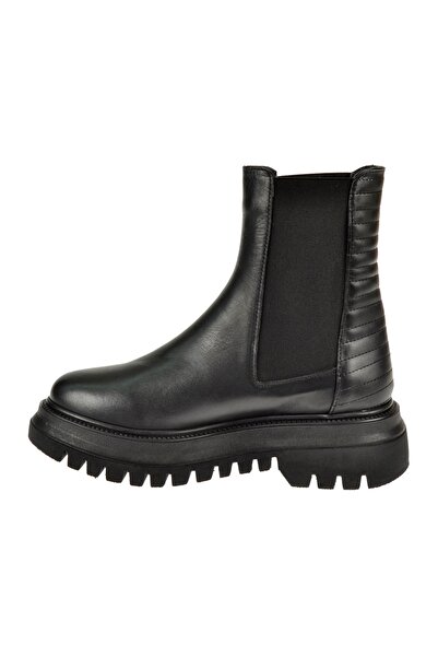 pullman Hakiki Deri Yanları Lastikli Kadın Bot PLM-FELAL SİYAH