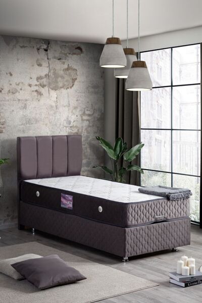 Setay Tetra New Baza Başlık Delüx Ortopedik Yatak Seti, Antrasit Gri