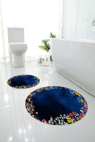 Napoli Home Set de toaletă rotund pentru baie, lavabil digital, cu model de f...