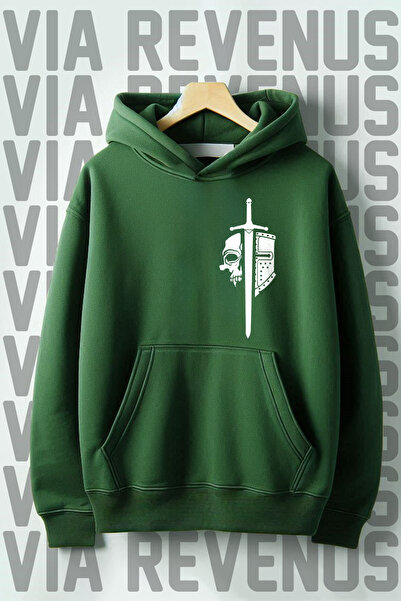 Vordevia Hanorac cu glugă, cu 3 fire, cu buzunar cangur cu imprimeu Sword