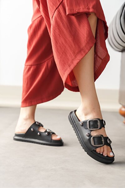 GOFFSHOES Ecole Tokalı Чорні жіночі шкіряні капці