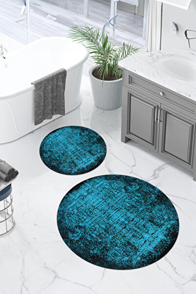 Napoli Home Covoraș de baie rotund, model clasic, lavabil digital, cu bază an...