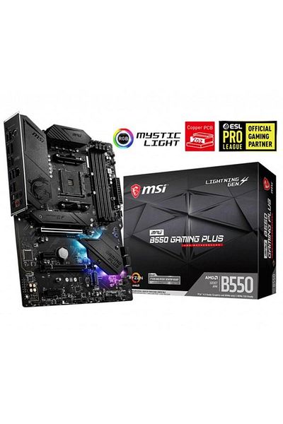 MSI Mpg B550 Gamıng Plus Ddr4 M2 Pcıe Nvme Hdmı Dp Pcıe 16x V4.0 Am4 Atx