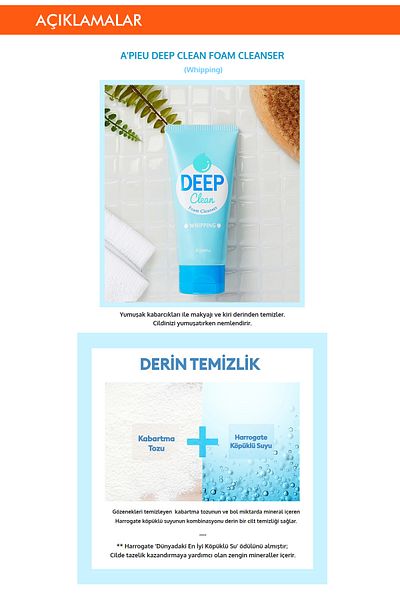 Missha A'Pieu Deep Clean Foam Cleanser - Washing Foam for Soft and Smooth Skin Texture (Whipping)