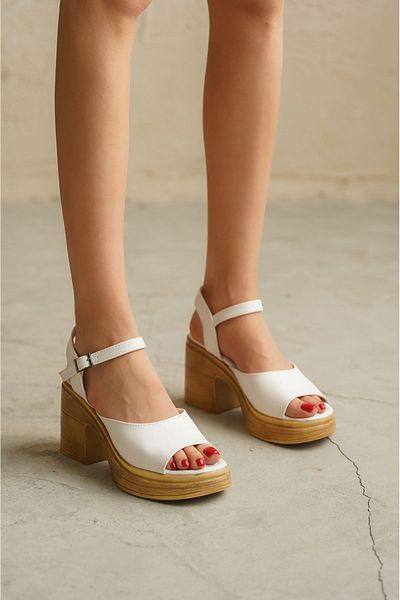 GOFFSHOES Women's Koledo Thick Heeled Shoes - White