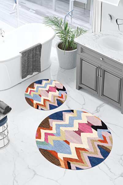 Napoli Home Covoraș de baie rotund, lavabil digital, anti-alunecare, model si...