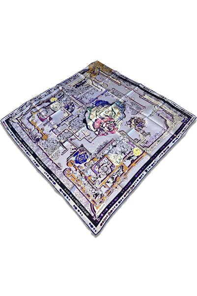 Cacharel Lacivert Karma Desen Tivil İpek Eşarp 6626313 - 921