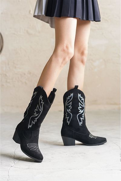 GOFFSHOES Черни дамски каубойски ботуши Vance
