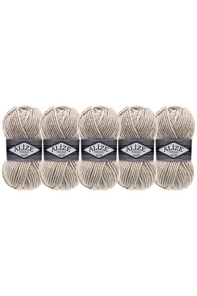 Alize Superlana Maxi Beige Melange - 5 τεμάχια που φτιάχνουν πουλόβερ με χοντρό πλεκτό σχοινί Ζακέτα γιλέκο πουλόβερ