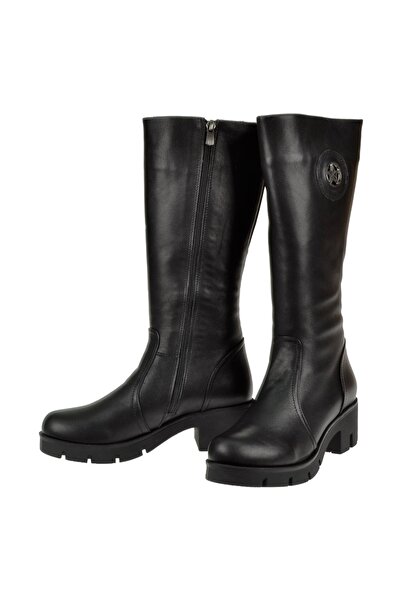 pullman Hakiki Deri Diz Altı Kadın Çizme PLM-1642 SİYAH