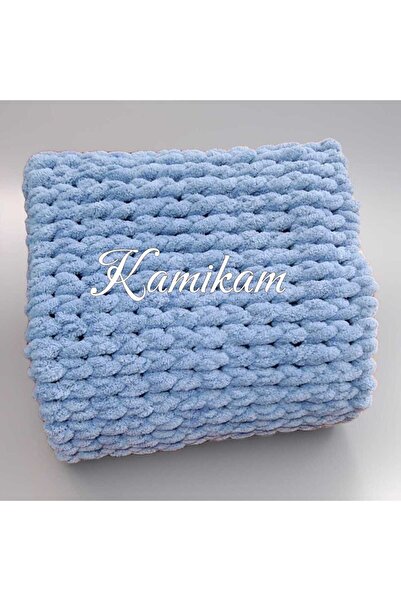 KAMİKAM Plush, Velvet, Soft Alize Hand Knitted Baby Blanket