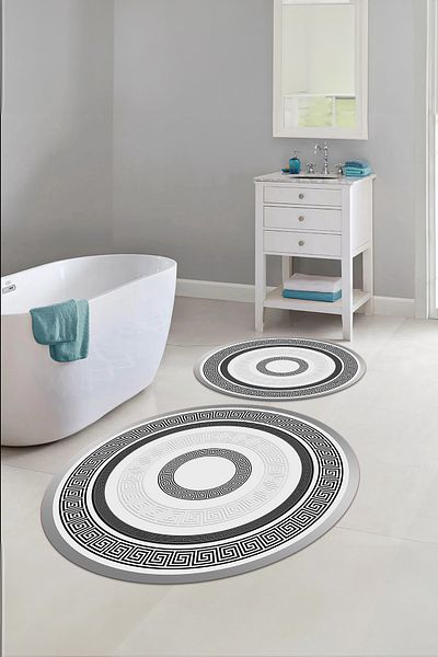 Napoli Home Set scaun de toaletă rotund, lavabil, antiderapant, model clasic, KLOZET-53-GRI,