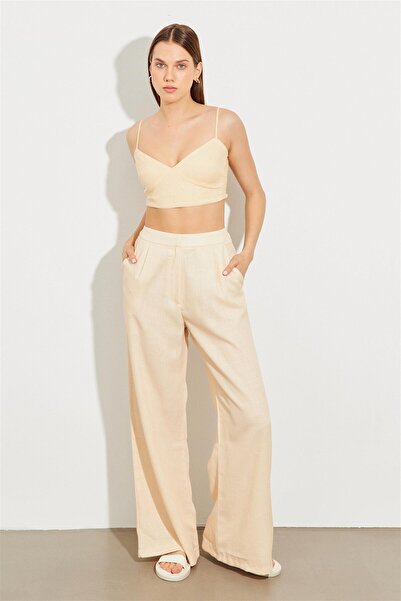 YOUR NAME Pantaloni largi cu talie înaltă Bone