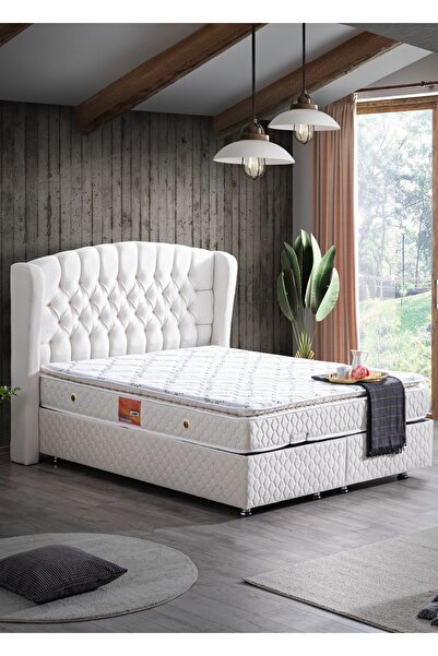 Setay Nice İkili Set Baza Başlık Seti, Krem