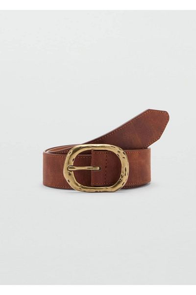 MANGO Woman Belt with Textured Buckle