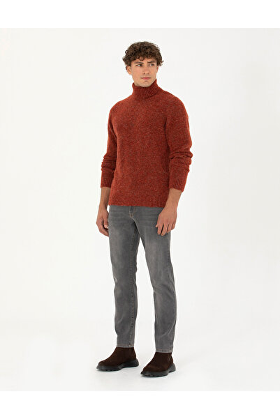 Pierre Cardin Kiremit Regular Fit Balıkçı Yaka Yün Karışımlı Triko Kazak 50278103-VR031