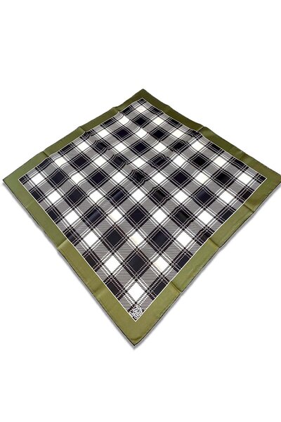 Levidor Eșarfă din mătase Tivil cu model negru alb verde 32223