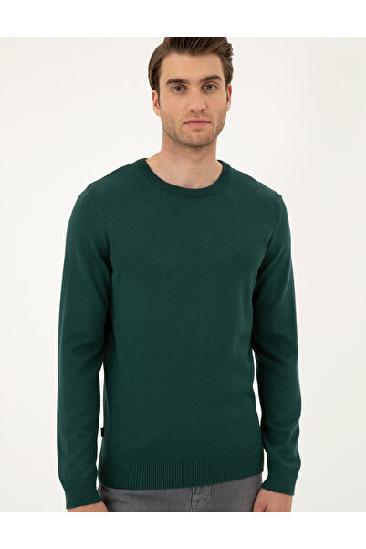 Pierre Cardin Green Slim Fit Crew Neck Basic Knitwear Sweater 50296575-Vr054