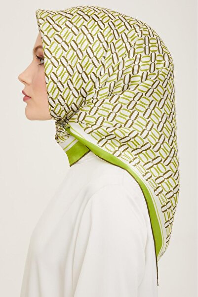 Armine Μαλακό πράσινο γεωμετρικό σχέδιο Tivil μεταξωτό κασκόλ 9149 - 54