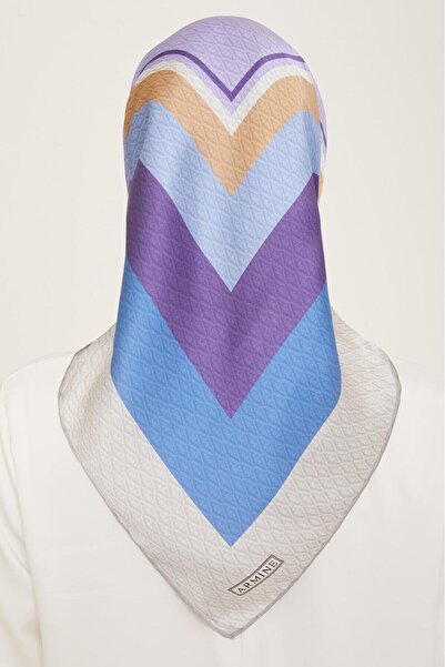 Armine Μωβ - Μπλε Μονόγραμμα με Μοτίβο Μεταβαλλόμενο Μονόγραμμα Μεταξωτό Φουλάρι Sura 9111 - 34