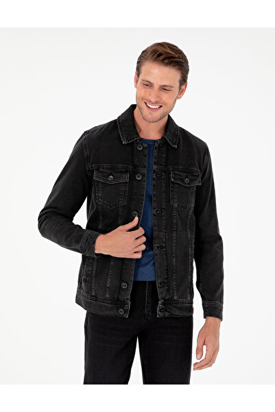 Pierre Cardin سترة جينز سوداء بقصة ضيقة 50292102-VR046