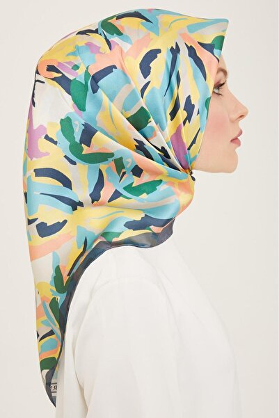 Armine Κίτρινο - Μεταξωτό Φουλάρι Τιβιλ με Μικτό Σχέδιο Σομόν 9140 - 84