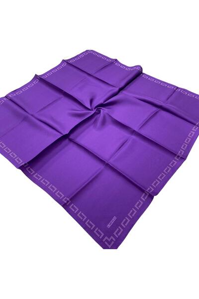 LAWILIA Μονόχρωμο μεταξωτό μαντήλι Tivil με μωβ περιθώριο 26274 - 10