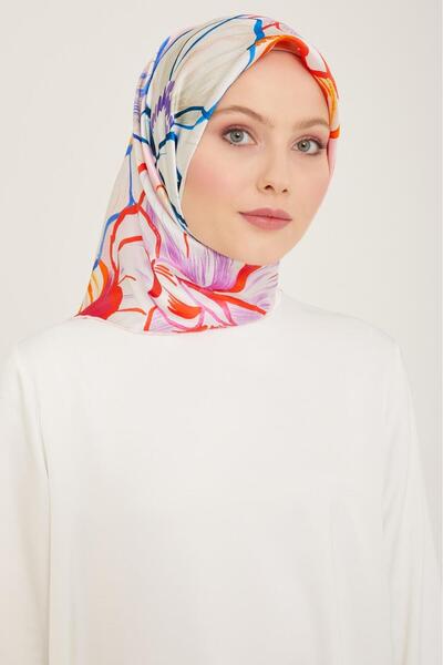 Armine Μεταξωτό μαντήλι Sura με σχέδιο ροζ λουλουδιών καραμέλας 9110 - 33