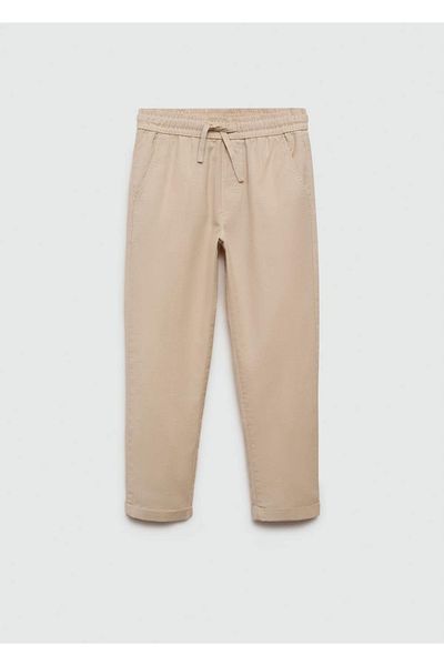 MANGO Kids Elastické kalhotky do pasu ze směsi lnu