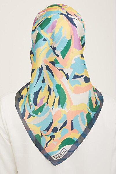 Armine Κίτρινο - Μεταξωτό Φουλάρι Τιβιλ με Μικτό Σχέδιο Σομόν 9140 - 84